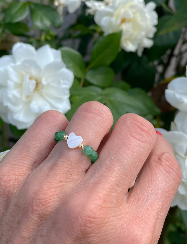 B LOVE  Emerald Jade Ring - gold