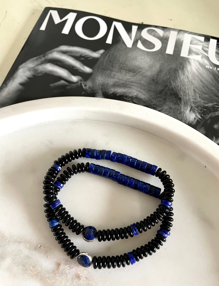 Men's Onyx Lapis Bracelet 'SW1'