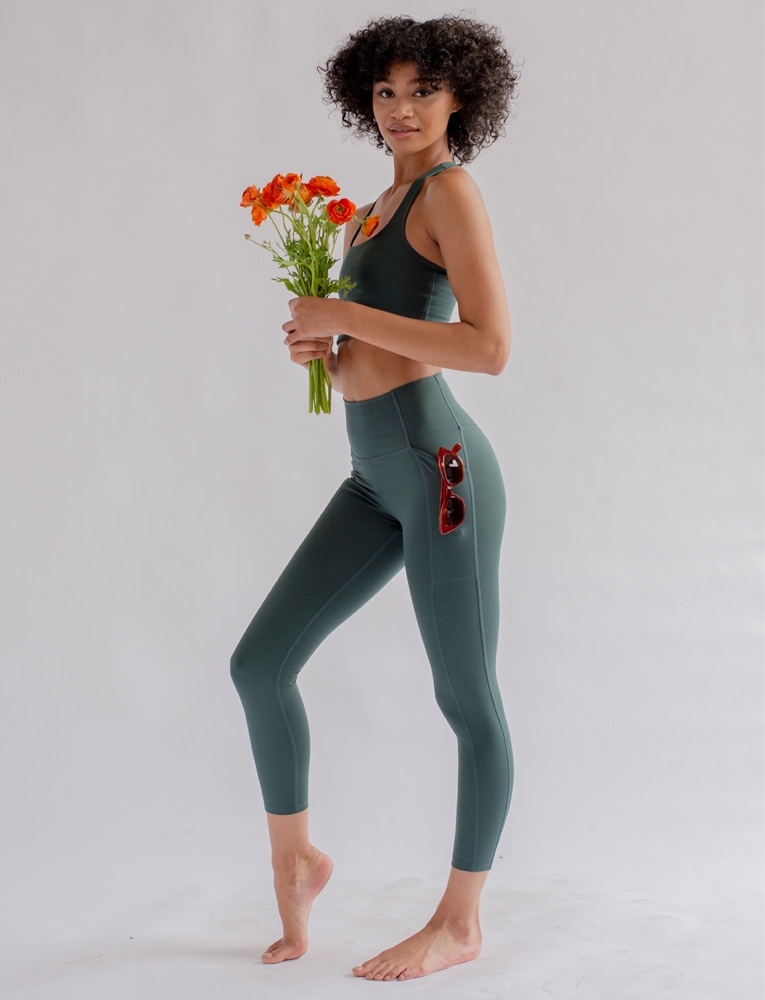 High-Rise Pocket Long Legging 'moss'