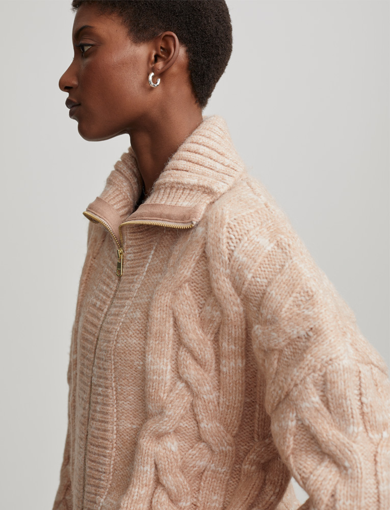 Aida Jumbo Cable Knit Jacket 'Blush Tan/Egret'